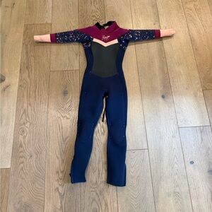 Roxy Navy and Pink Girls Full-Body Wetsuit